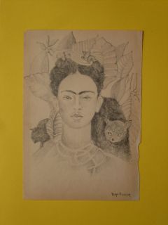 Diego Rivera Signed Pencil Sketch of Frida Kahlo Portrait