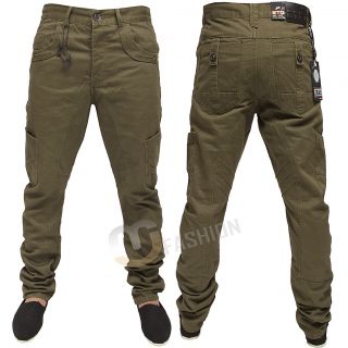 Mens ETO Designer Cargo Combat Denim Chino Jeans Size 28 30 32 34 36