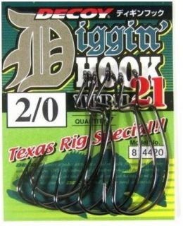Decoy Worm 21 Diggin Hook Texas Rig Special Hooks Size 3 0