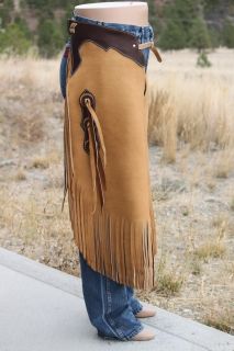 Quality Working Cowboy Chinks Chaps light color with long fringe