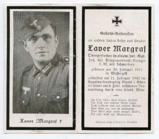 WWII German Infantry Soldiers 1942 Death Card KVK