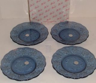 Princess House Crystal Plates Sapphire Blue Fantasia Pattern Made