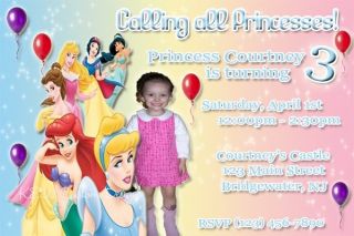 Disney Princess Cinderella Photo Birthday Invitations