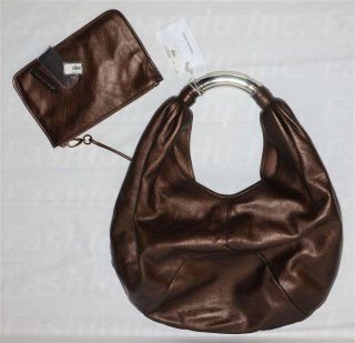 Bvlgari Debra Hobo Metallic Bronze Leather Bag