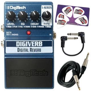 DigiTech XDV DigiVerb Digital Reverb Guitar Effects Pedal Bundle