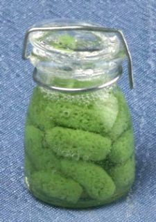 Miniature Dill Pickles in Canning Jar E838 Dollhouse