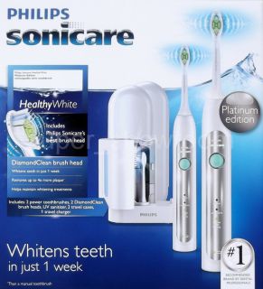  Philips Sonicare Toothbrush UV Healthy White Platinum Rechargeable Set