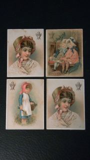 Dilworth Coffee Trade Advertising Cards Four Total Victorian Girls
