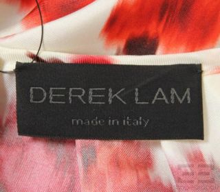 Derek Lam White Red Abstract Print Silk Blouse Size 6