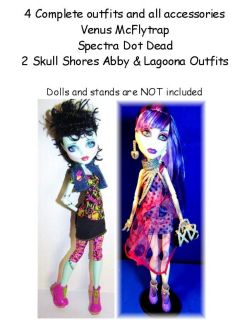 Spectra, Venus, Skull Shores 4 Brand NEW Outfits Monster High Doll