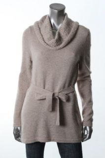 Designer Beige Long Sleeve Cowl Neck Pullover Sweater BHFO