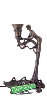  collectible stunning art nouveau bending lady designer table lamp
