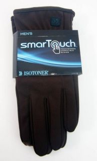 Smart Touch Isotoner Mens Brown Touchscreen Compatible iPhone Gloves