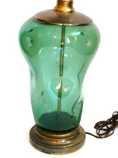 Vintage 1950s Blenko Glass Dimpled Design Table Lamp