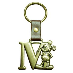 Disney Mickey Mouse Brass Key Ring Key Chain Letter M