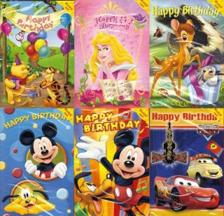Disney Musical Birthday Cards Choice of Cards Mickey Bambi Cars Pooh