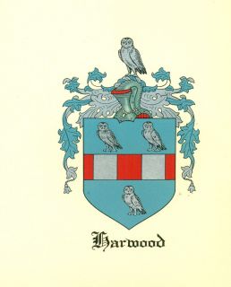 Great Coat of Arms Harwood Family Crest Genealogy Would Look Great