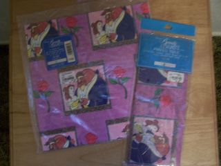  Rare DISNEY Beauty and the Beast gift wrapping paper tissue paper NEW