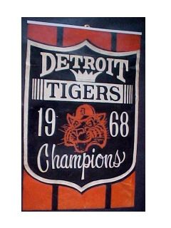 Vintage Basball Detroit Tigers 1968 Champion Pennant Banner