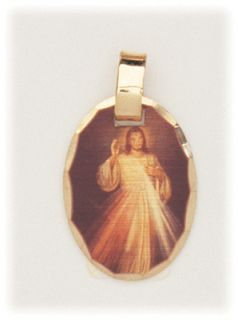 Divine Mercy Jesus Christ with Light Shining Medal Oval Shape Catholic