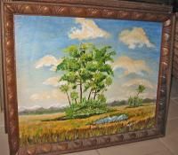 Florida Folk Art Landscape R Devoe Vtg Original Oil Painting Hammock
