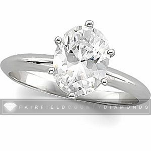 51 CT OVAL Diamond Solitaire Engagement Ring   14K White Gold