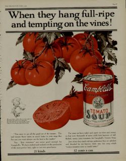 1924 CAMPBELLS TOMATO SOUP AD / WHEN THEY HANG FULL RIPE TEMPTING ON