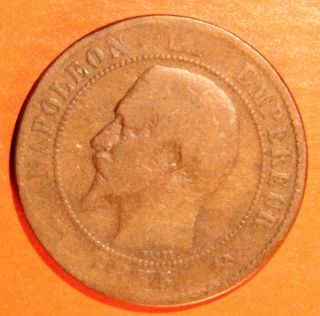 1855 Dix Centimes * Napoleon lll Empereur * Coin Empire Francais