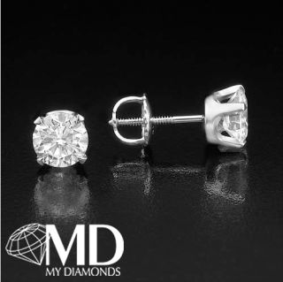 Ct White Gold 14k Natural Certified Round Diamond Ear Stud Earrings