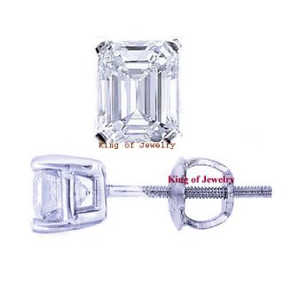 00 Ct Emerald Cut Diamond Stud Earrings 14k Gold