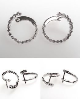 Diamond Hoop Style Earrings Post Backs 14K White Gold skuyr2030