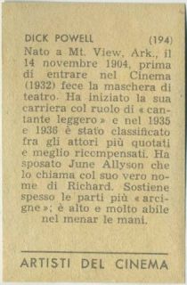 Dick Powell Vintage 1951 Artisti Del Cinema Italy Card