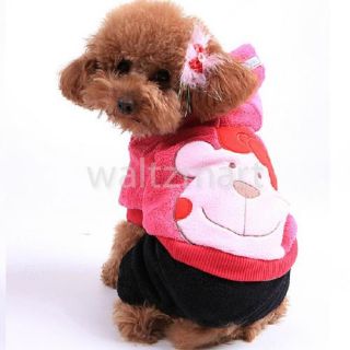  Dog Apparel Winter Warm Hooded Coat Jumpsuit Clothes Costume