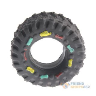 Rubber Tyre Treads Tough Dog Toy Puppy Pet Squeaky Chew Animal Sound