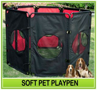  Puppy Dog Play Pen Exercise Kennel Folding Crate Red 8 Panel