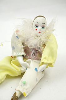 Collectible Porcelain Harlequin Clown Doll Figurine