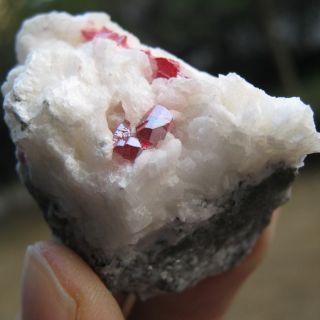 cinnabar specimen cinnabar crystal lying in the dolomite base nice red