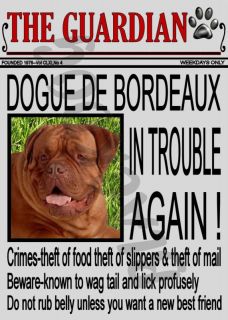  Dogue de Bordeaux Novelty Dog Sign Front Page