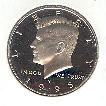 Gem Proof Cameo 1995 S Silver Kennedy Half Dolar