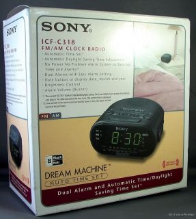 Sony ICFC318 Black Dual Alarm Clock AM/FM Radio Extendable Snooze .9
