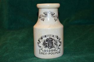 Antique Grey Poupon French Dijon Sarregumines Mustard Jar Crock