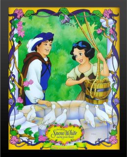 Framed Disney Snow White Dwarves Print High Quality 2 Black Wood Buy