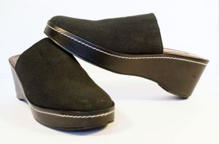DONALD J PLINER Womens Black Nylon Stretch Mules Wedge Heel Clogs Size