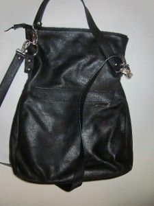 Dimoni Spain Black Leather Large Shoulder Bag Handbag