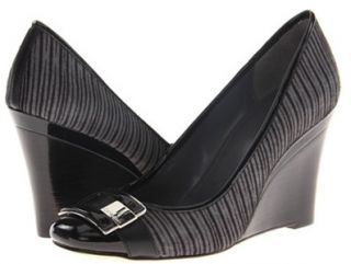 Womens Shoe Calvin Klein Wila Wedge Pump Grey Black Zebra Haircalf