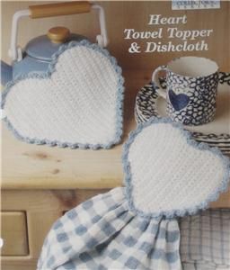 Heart Towel Topper & Dishcloth Needlecraft Crochet Pattern
