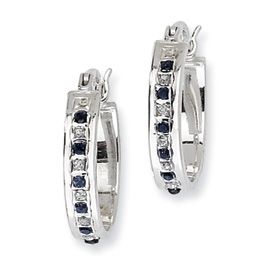 sterling silver sapphire diamond 1 2 hoop earrings
