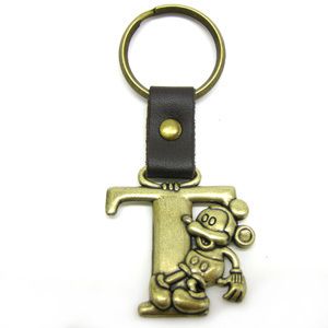 Disney Mickey Mouse Brass Initial Key Ring Letter T
