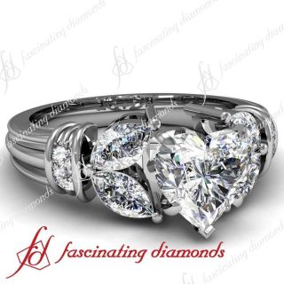 15 Ct Heart Shaped Diamond Engagement Ring Channel Set 14k White