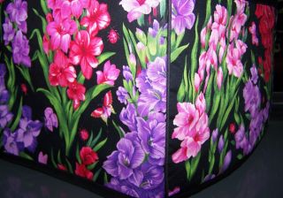 Gladiolus Floral on Black Quilted 2 Slice Toaster Cover New